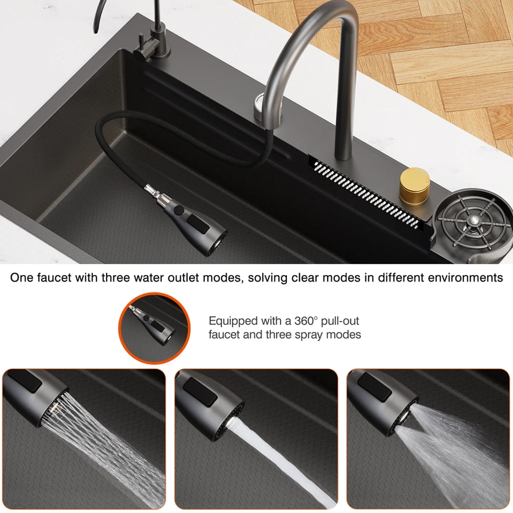 33 x 22 Inch Single Bowl Drop-In Kitchen Sink with-Down Sprayer