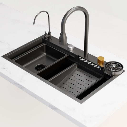 33 x 22 Inch Single Bowl Drop-In Kitchen Sink with-Down Sprayer
