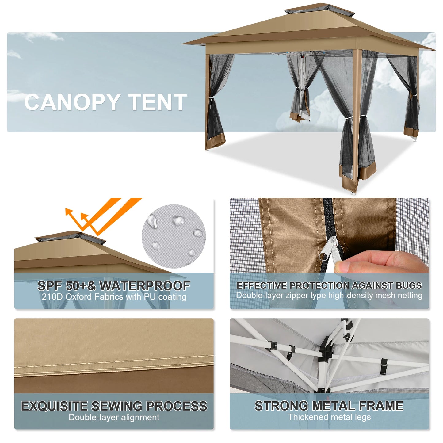 12x12 Pop up Gazebo on Clearance with Mosquito Netting,