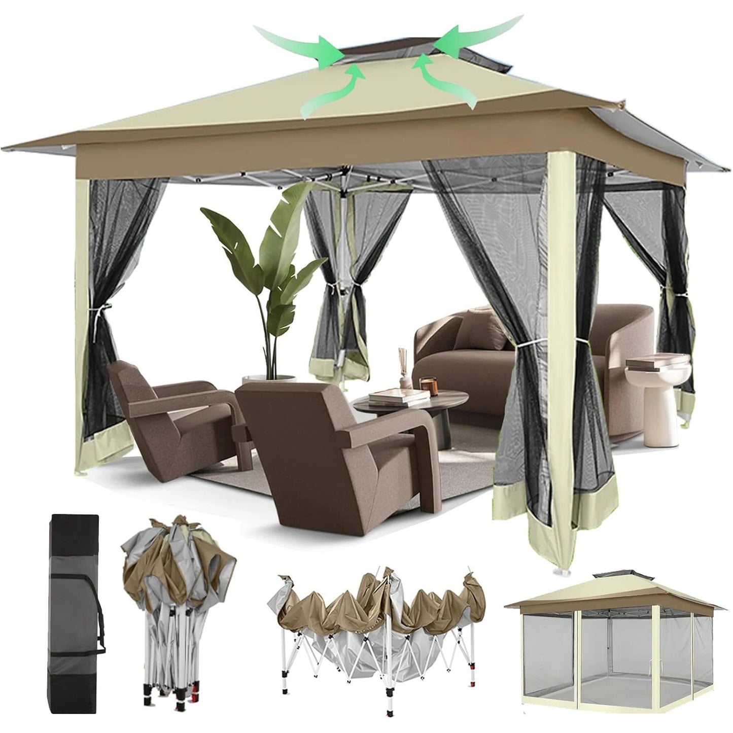 12x12 Pop up Gazebo on Clearance with Mosquito Netting,