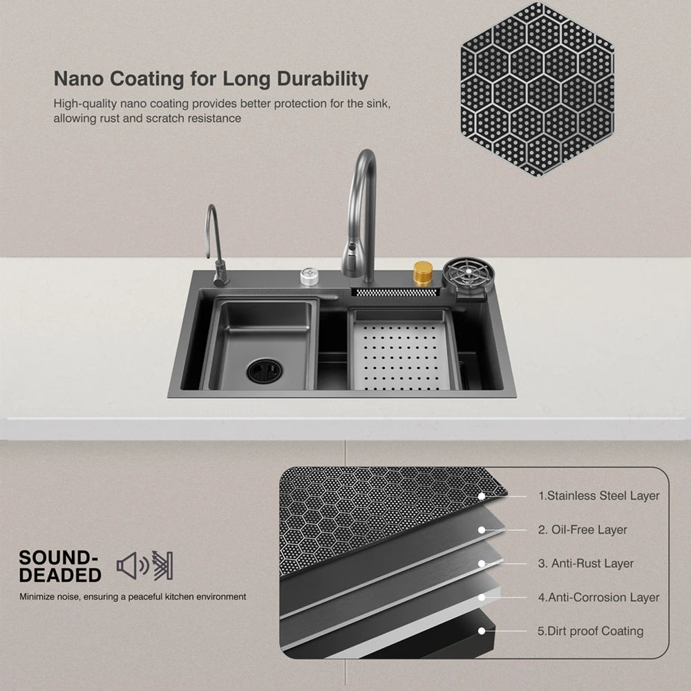 33 x 22 Inch Single Bowl Drop-In Kitchen Sink with-Down Sprayer