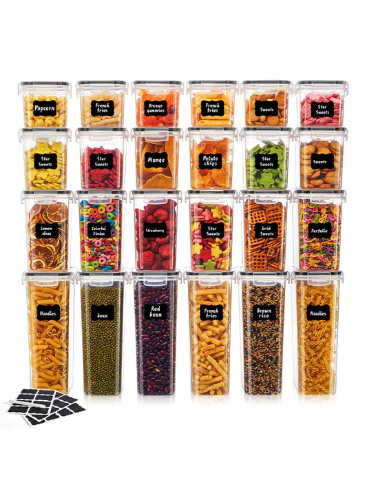 24pcs New Kitchen Sealed Storage Box  Comes with Convenience Stickers