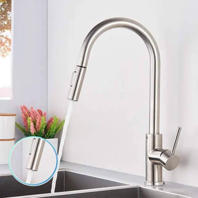 Black Sensor Kitchen Faucets Stainless Steel Smart I Pull Out  Handle Touch Control