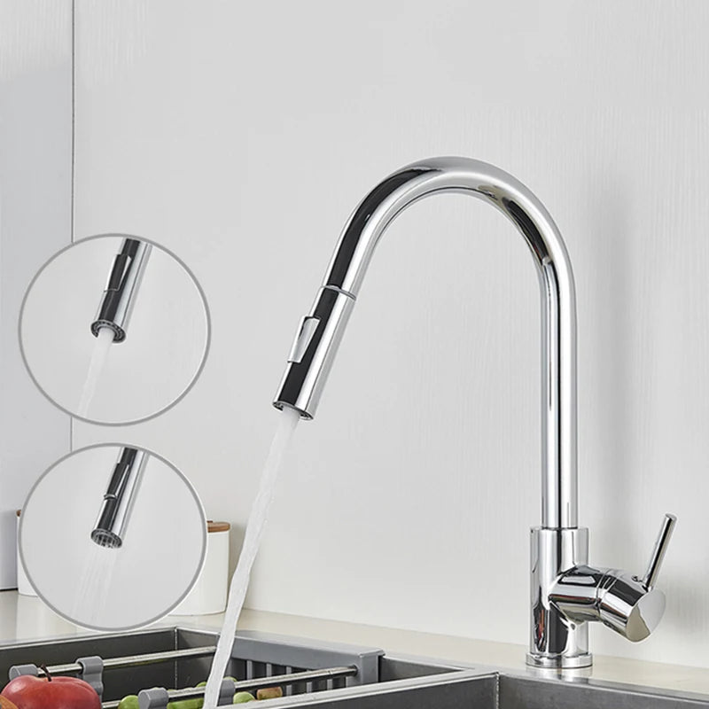 Black Sensor Kitchen Faucets Stainless Steel Smart I Pull Out  Handle Touch Control