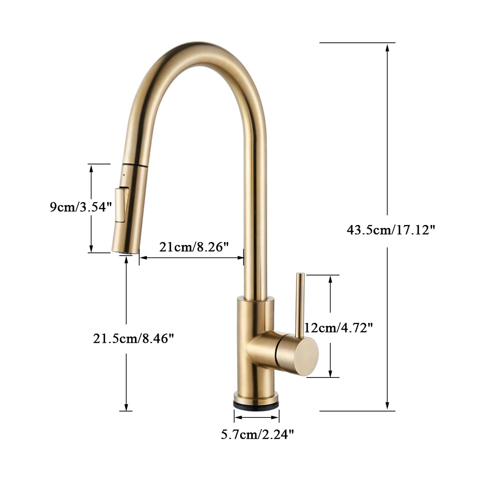 Black Sensor Kitchen Faucets Stainless Steel Smart I Pull Out  Handle Touch Control