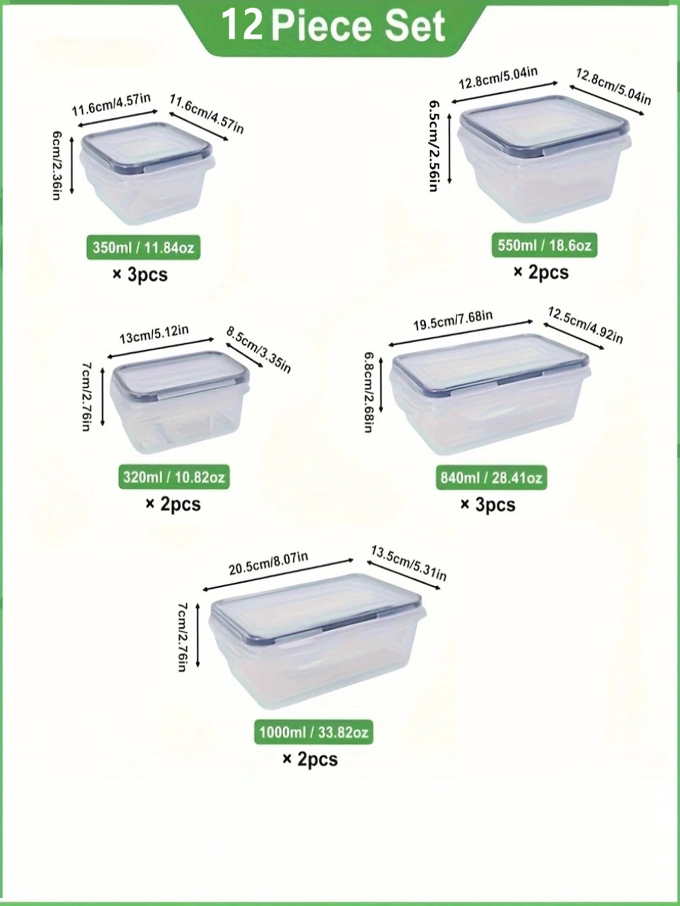 12pcs/Sealed food storage container