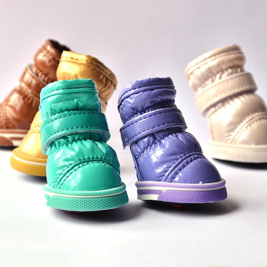 4 Pcs/Set Winter Pet Dog Shoes For Small Dogs Warm Fleece
