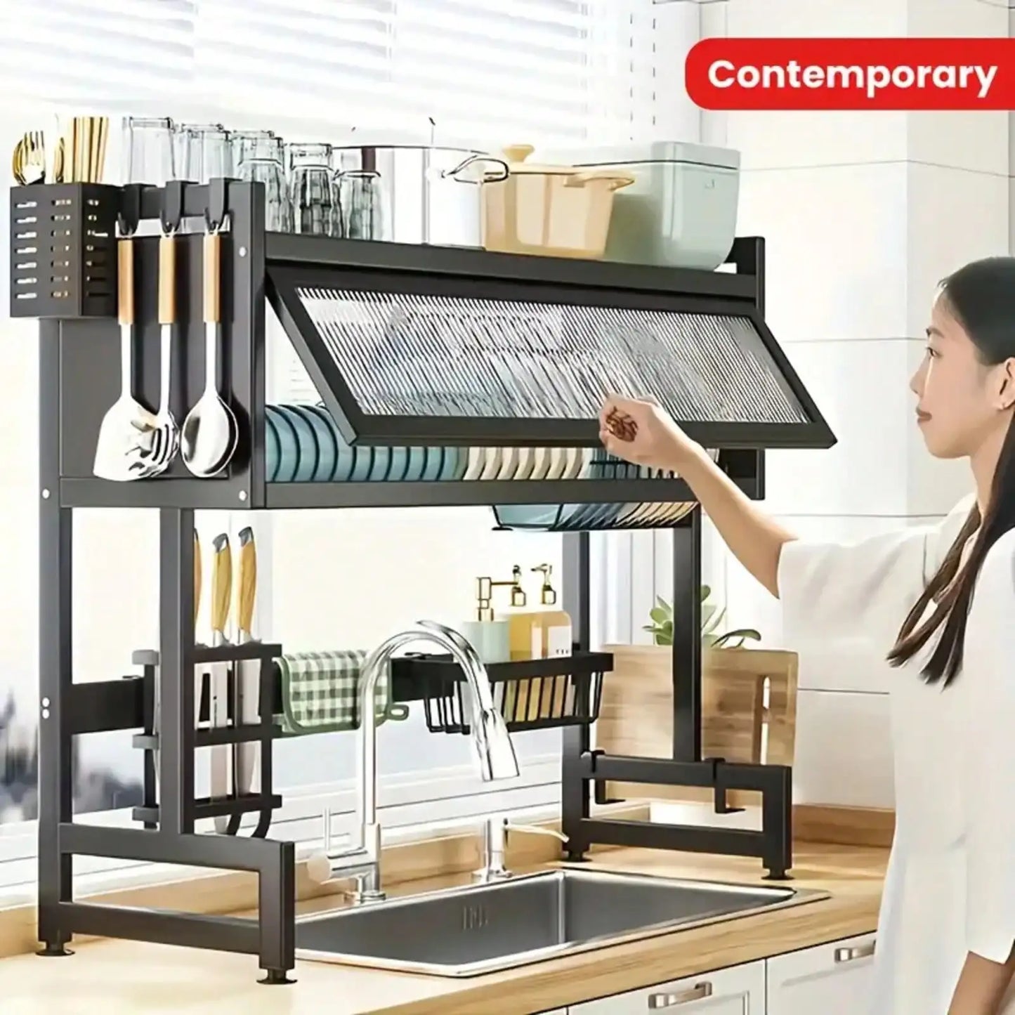 Double-Layer Kitchen Counter Dish Rack;