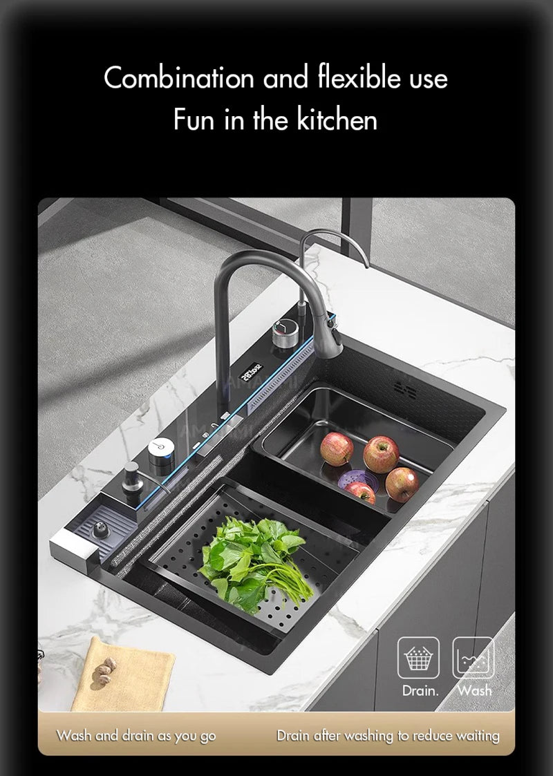 304 Stainless Steel Waterfall Kitchen