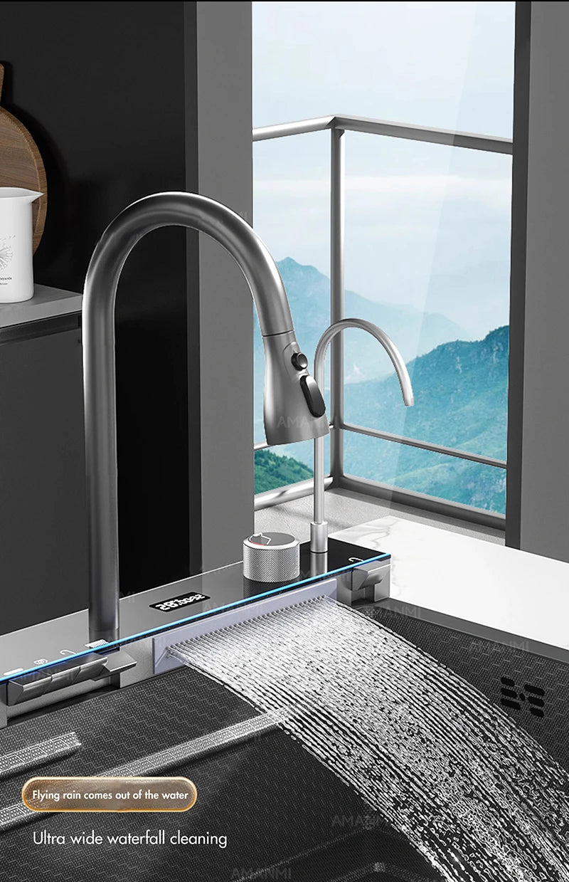 304 Stainless Steel Waterfall Kitchen
