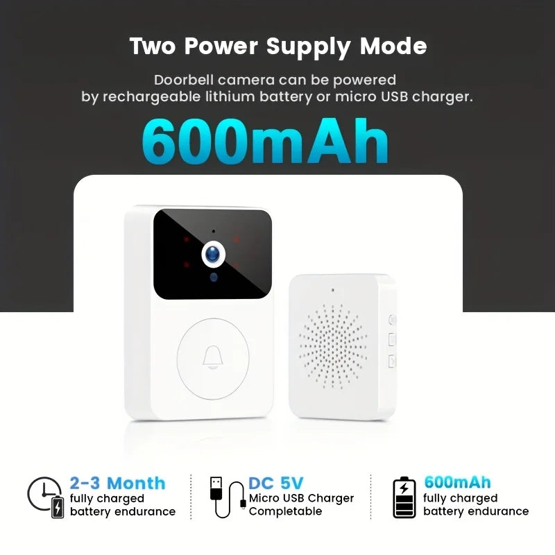 Doorbell Smart Home Door Bell Wireless Rechargeable Battery Outdoor HD  Two Way Audio Visual phone monitoring Doorbell