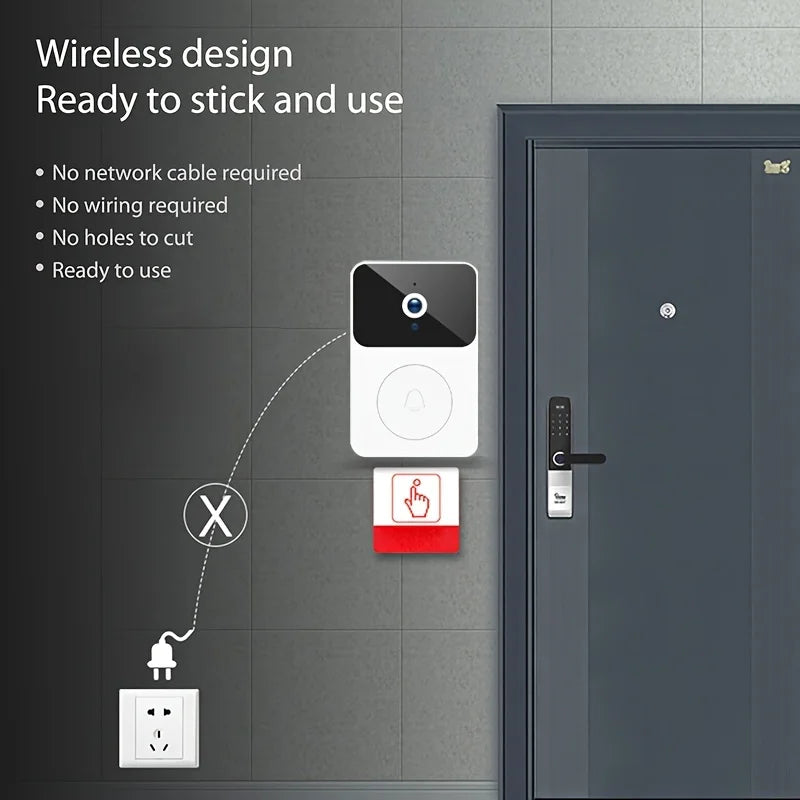 Doorbell Smart Home Door Bell Wireless Rechargeable Battery Outdoor HD  Two Way Audio Visual phone monitoring Doorbell