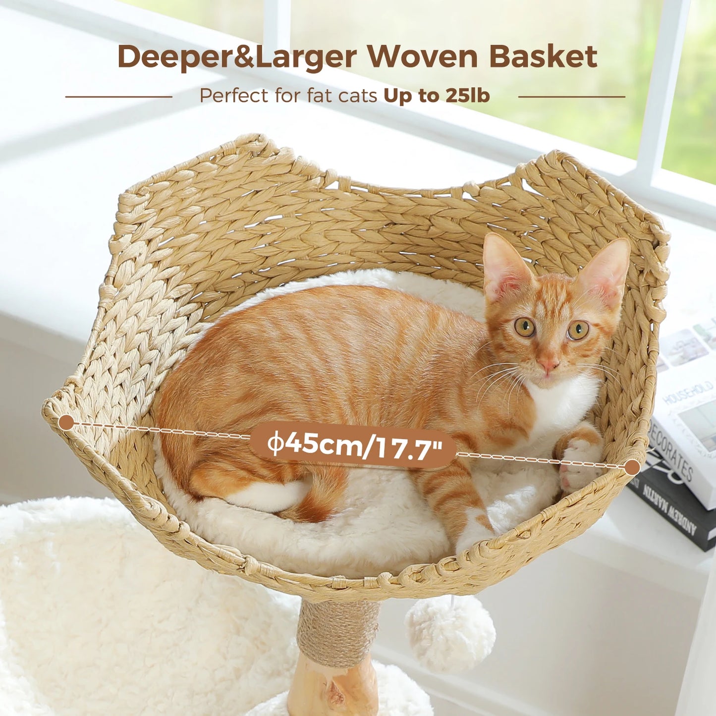 Modern Cat Tree Tower with Natural Solid Wood