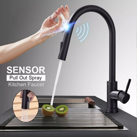 Black Pull Out Sensor Kitchen Faucet Touch Control Faucet