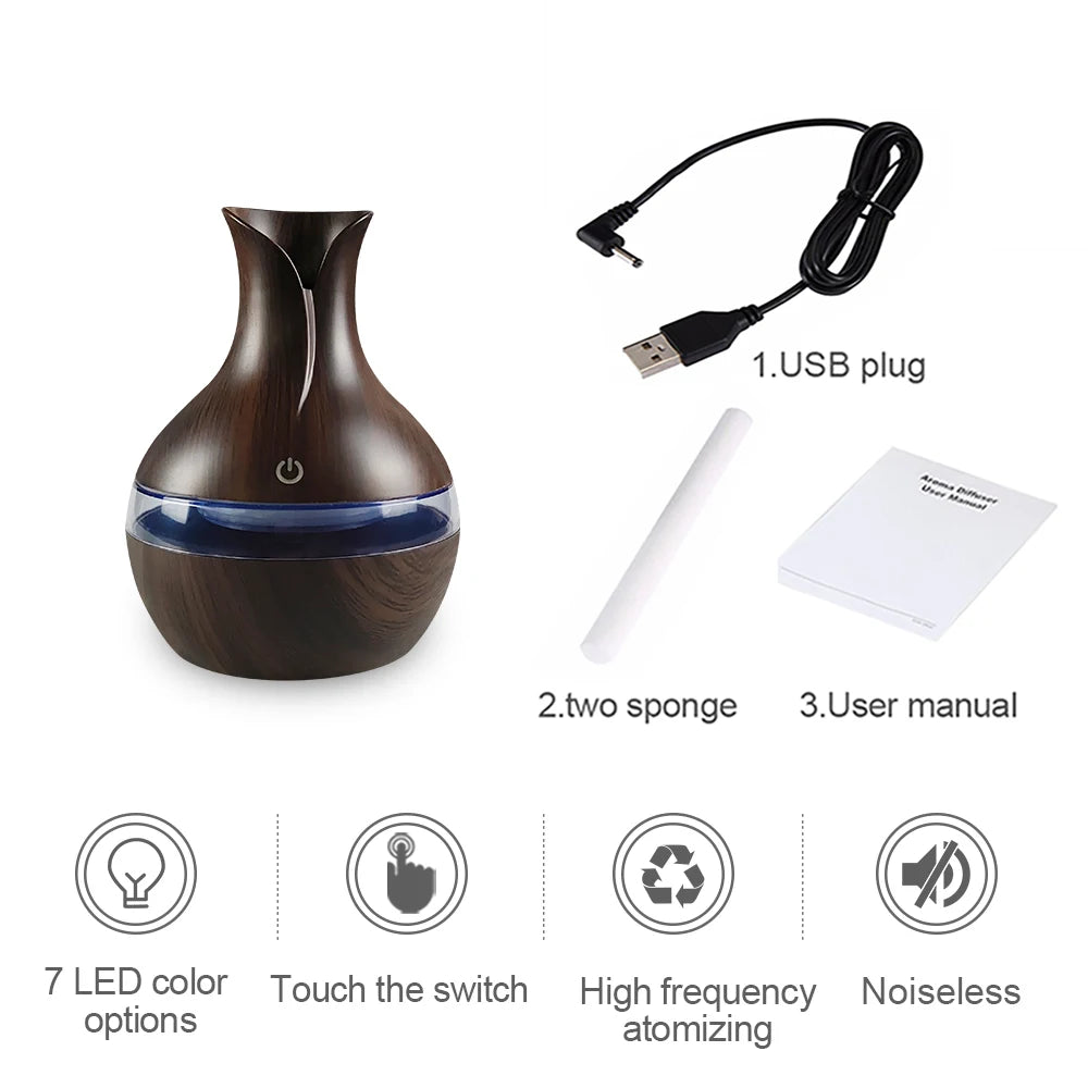 Air Humidifier with 7-ColorsAromatherapy with USB Rechargeable