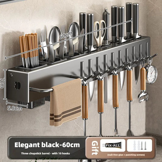 Wall Mounted Kitchen Knife Pot Cover Storage rack