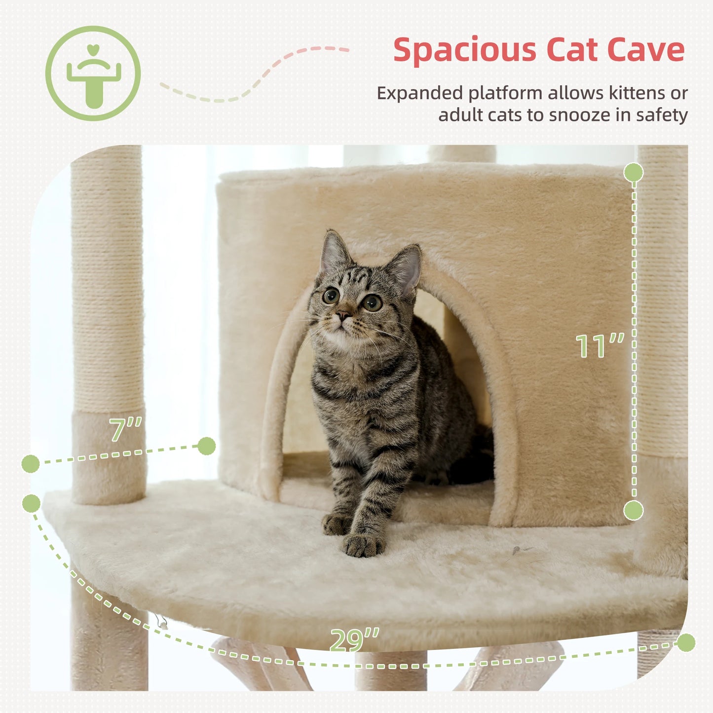 Safe Adjustable  236-258cm  Cat Tree Tower