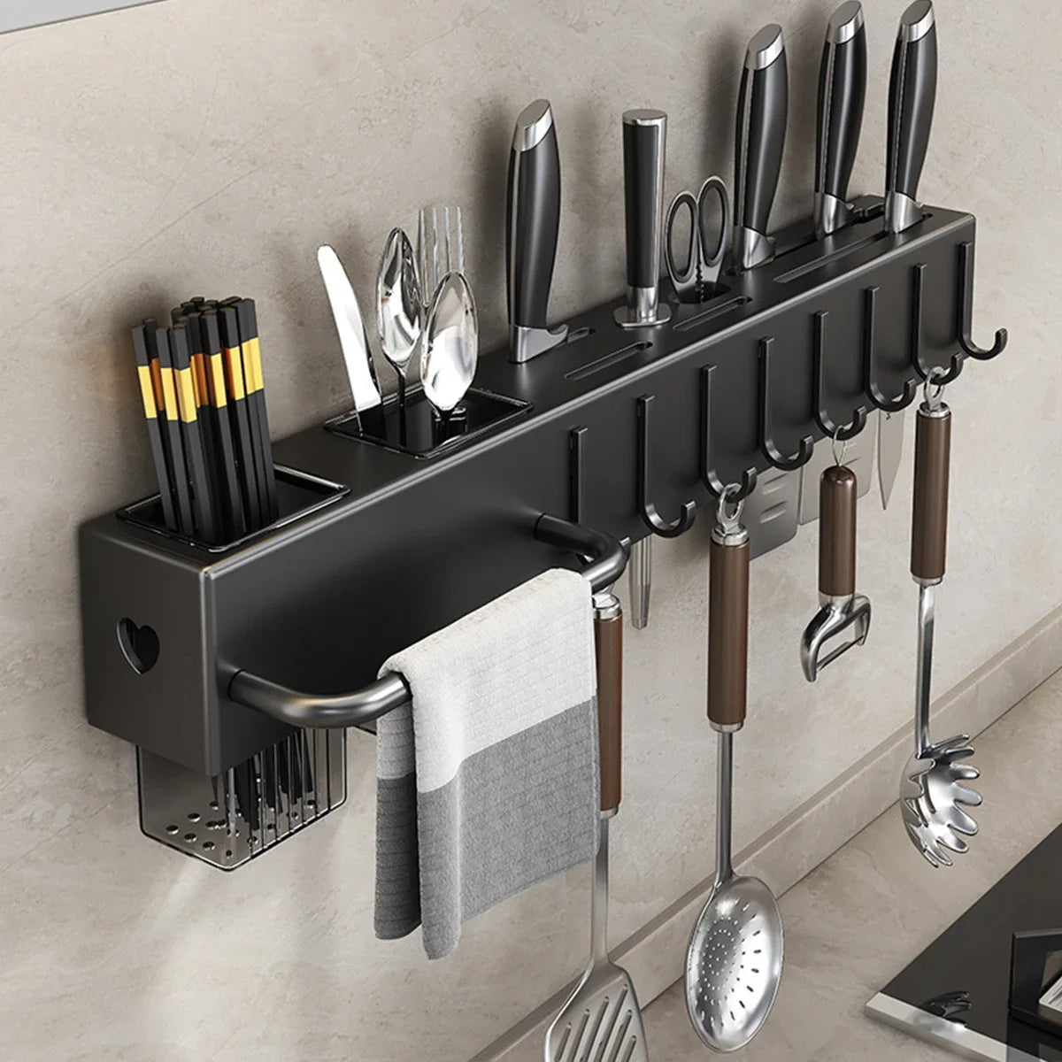 Wall Mounted Kitchen Knife Pot Cover Storage rack