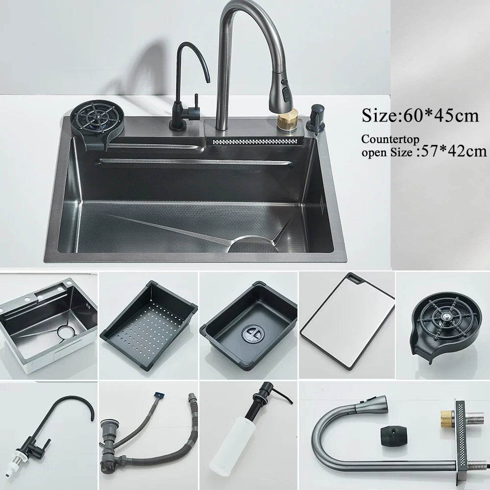 304 Stainless Steel Waterfall Kitchen
