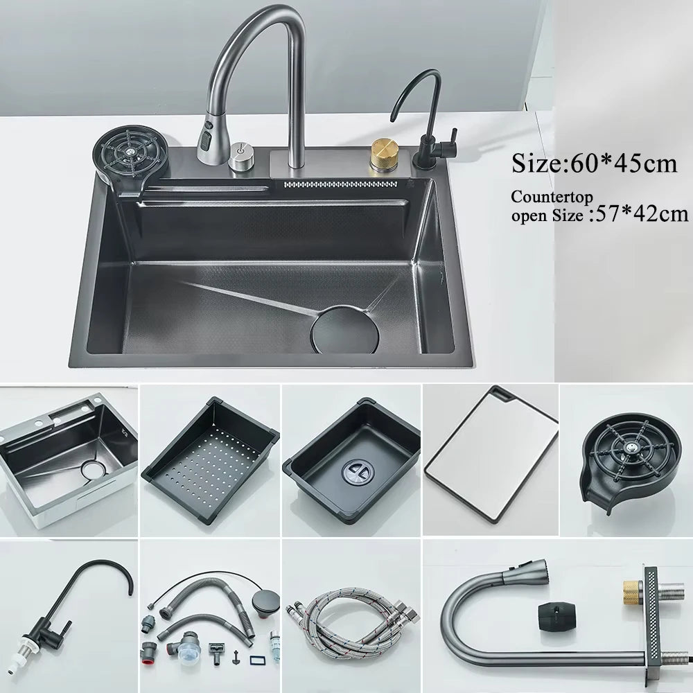 304 Stainless Steel Waterfall Kitchen