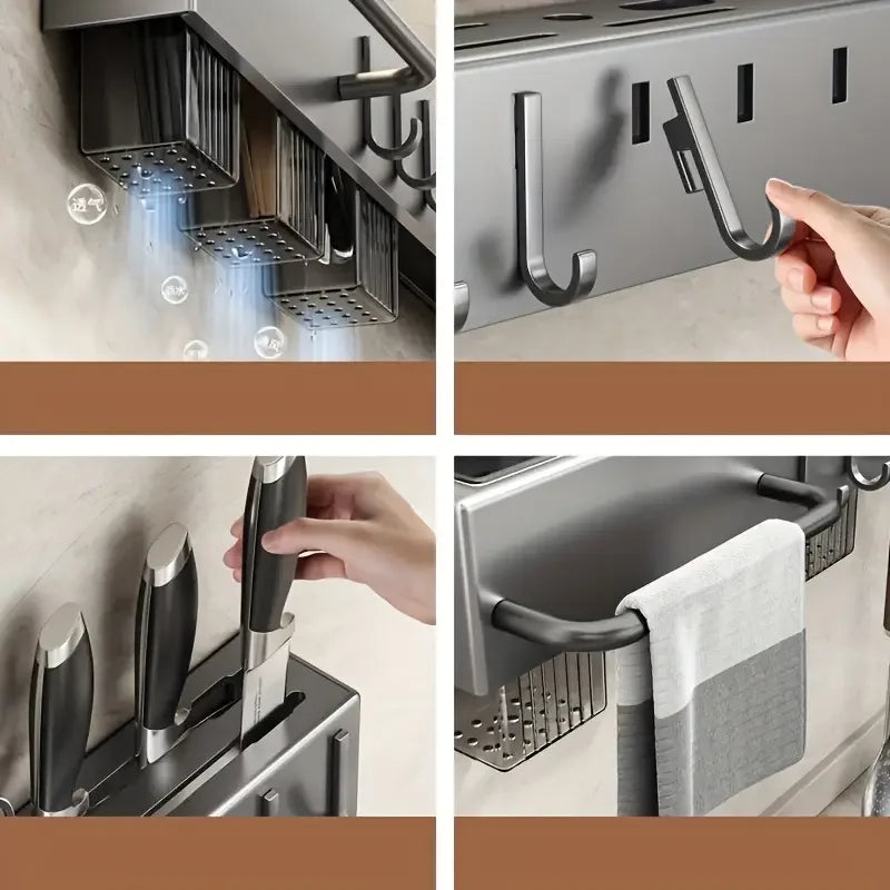 Wall Mounted Kitchen Knife Pot Cover Storage rack