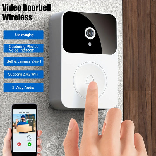 Doorbell Smart Home Door Bell Wireless Rechargeable Battery Outdoor HD  Two Way Audio Visual phone monitoring Doorbell