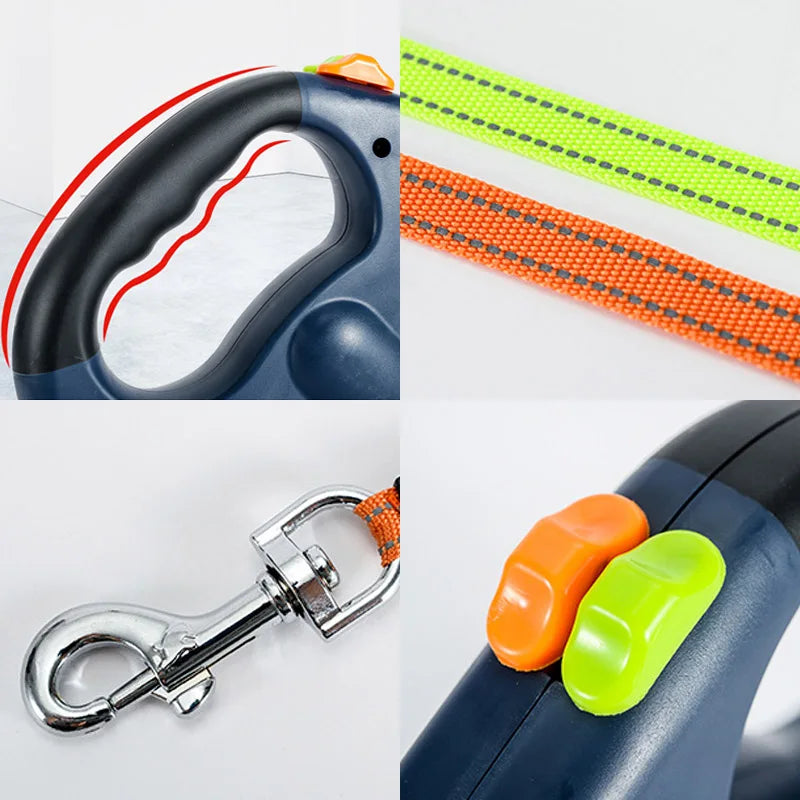 3in1 Double Head Automatic retractable Dog leash Flashlight Poop Bag Dispenser