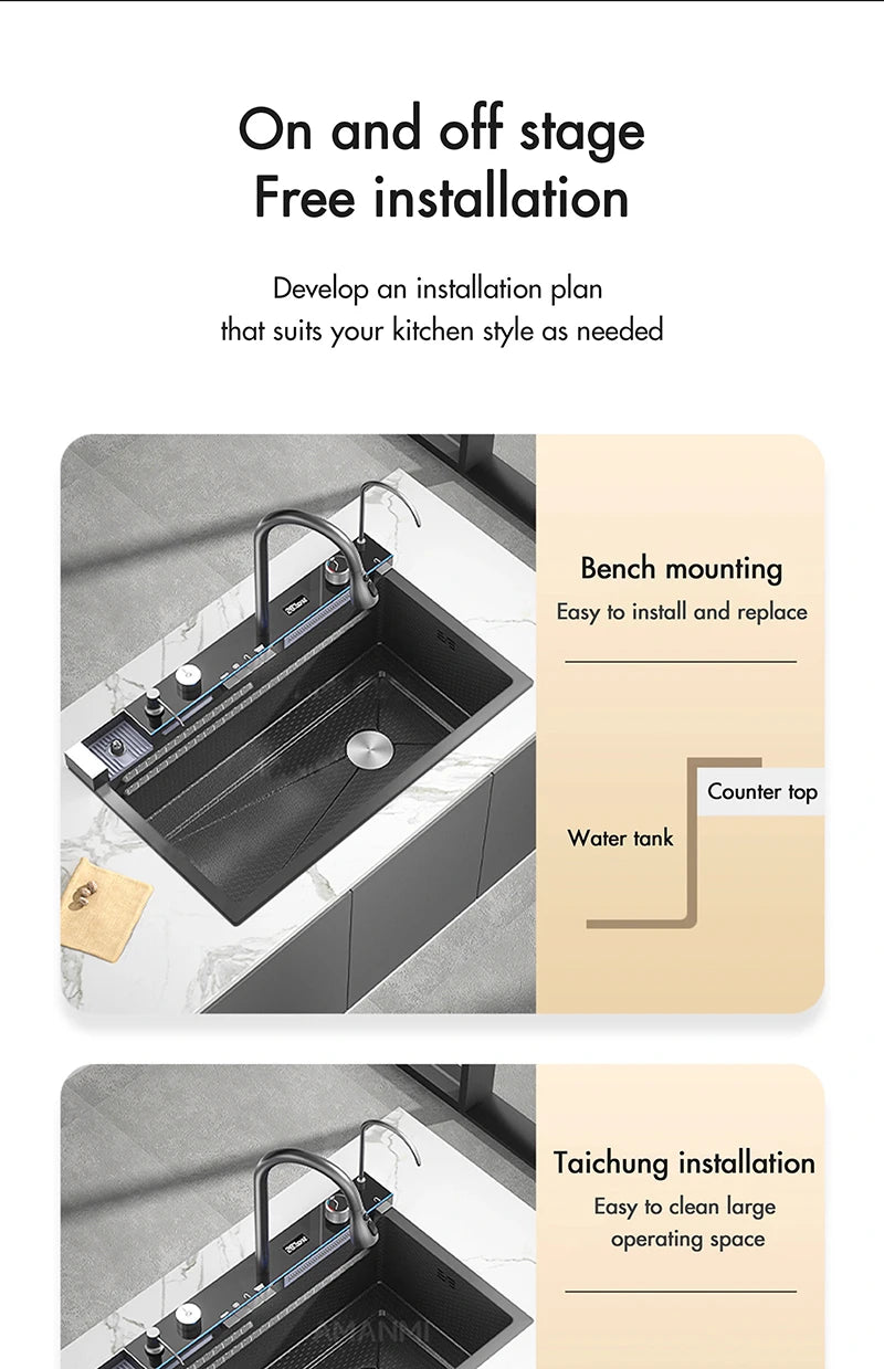 304 Stainless Steel Waterfall Kitchen