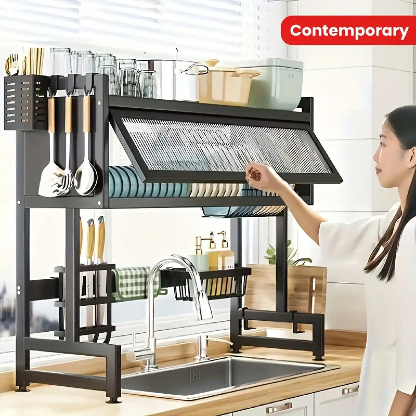 Double-Layer Kitchen Counter Dish Rack;