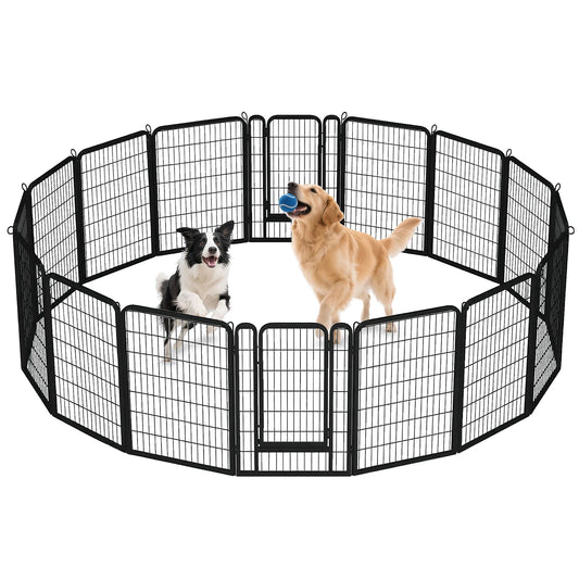 Dog Playpen with Door, Outdoor/Indoor Foldable Metal ,