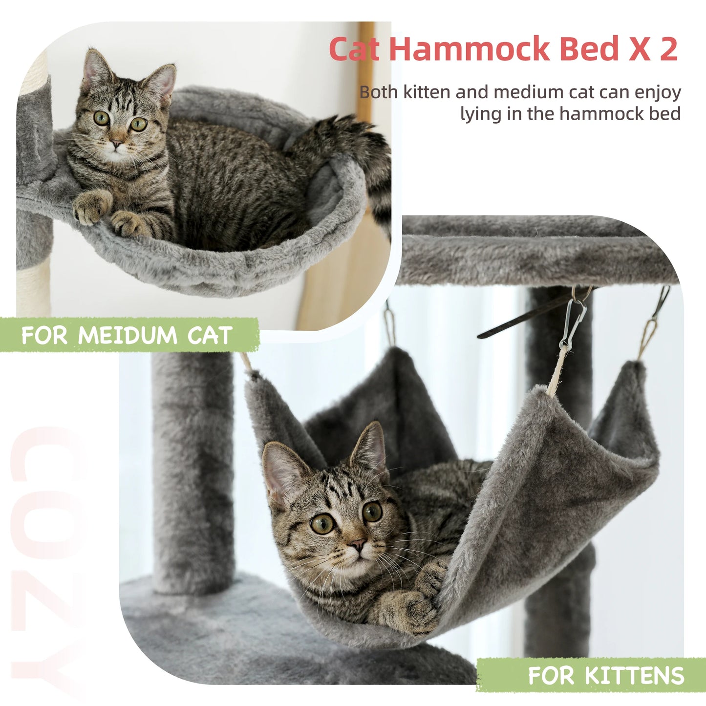 Safe Adjustable  236-258cm  Cat Tree Tower