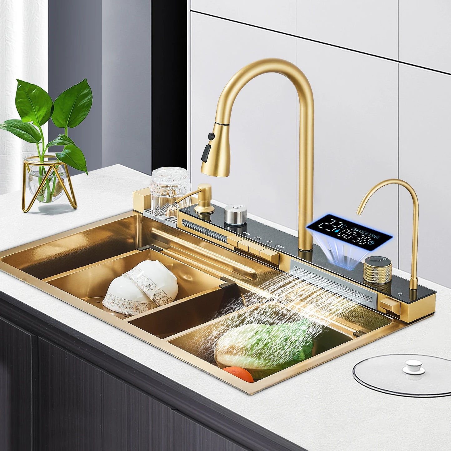 Golden Smart Digital Display Integrated Kitchen