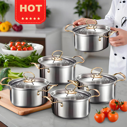 Red Cookware Set, 12-Piece ,Stainless Steel, Non-Stick