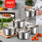 Red Cookware Set, 12-Piece ,Stainless Steel, Non-Stick