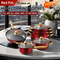 Red Cookware Set, 12-Piece ,Stainless Steel, Non-Stick