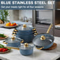 Red Cookware Set, 12-Piece ,Stainless Steel, Non-Stick
