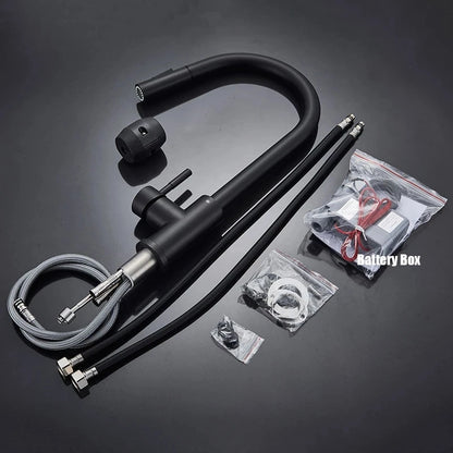 Black Sensor Kitchen Faucets Stainless Steel Smart I Pull Out  Handle Touch Control