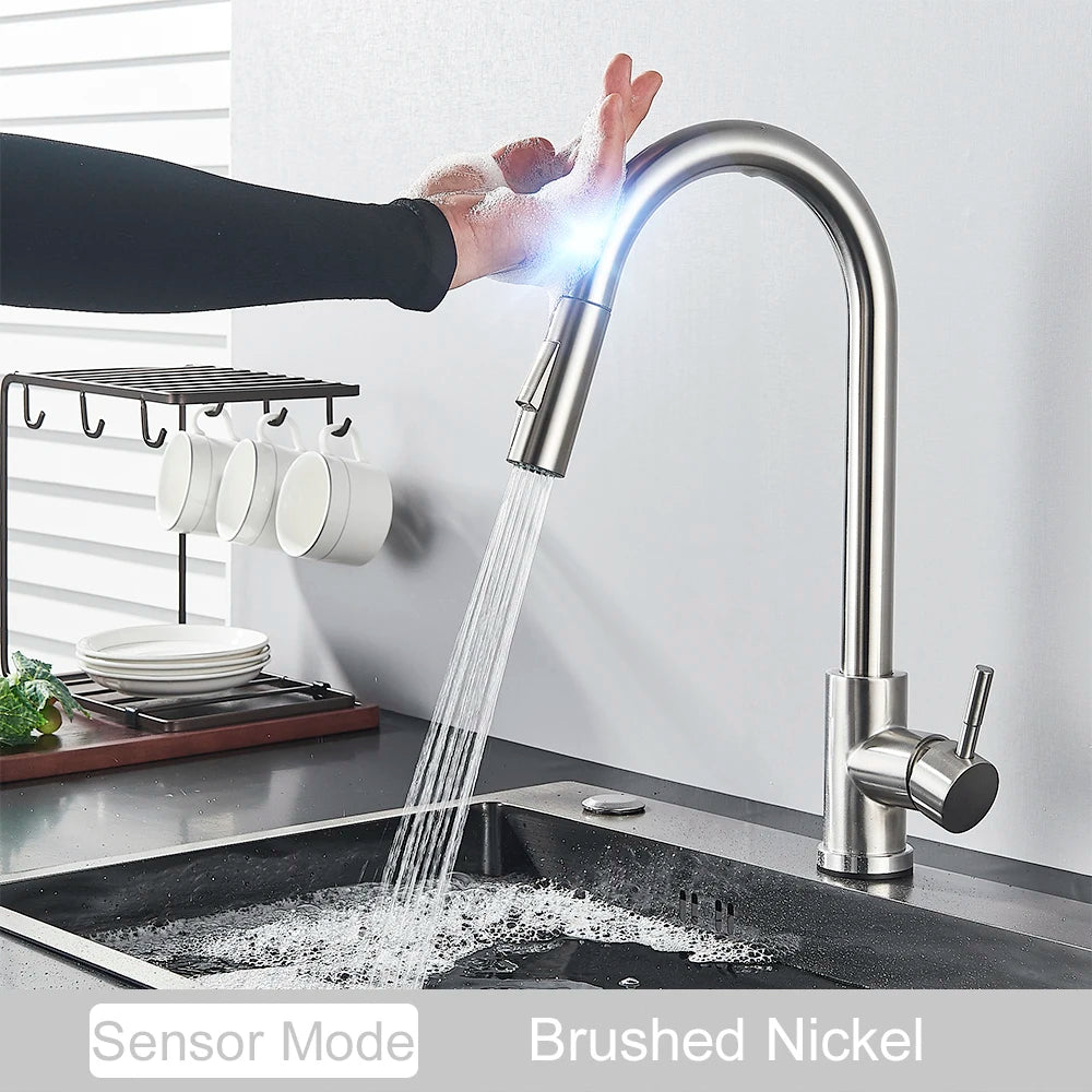 Black Pull Out Sensor Kitchen Faucet Touch Control Faucet
