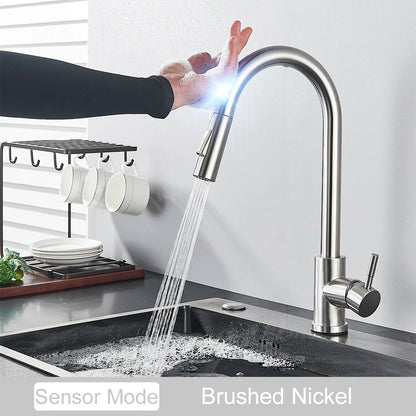 Black Pull Out Sensor Kitchen Faucet Touch Control Faucet
