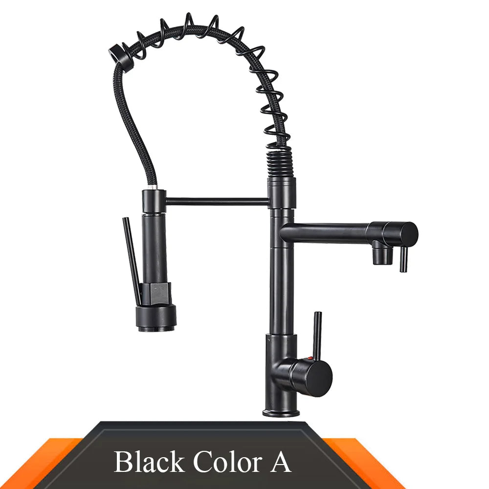 Rozin Black and Rose Golden Spring Pull Down Kitchen Sink Faucet