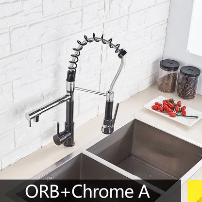Popular Kitchen Spring Sink Faucet Modern Free Rotation Pull Down Spout