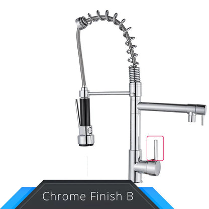 Rozin Black and Rose Golden Spring Pull Down Kitchen Sink Faucet