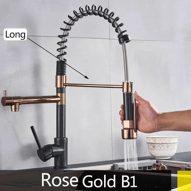 Popular Kitchen Spring Sink Faucet Modern Free Rotation Pull Down Spout
