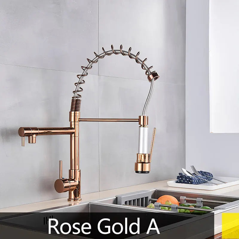 Popular Kitchen Spring Sink Faucet Modern Free Rotation Pull Down Spout