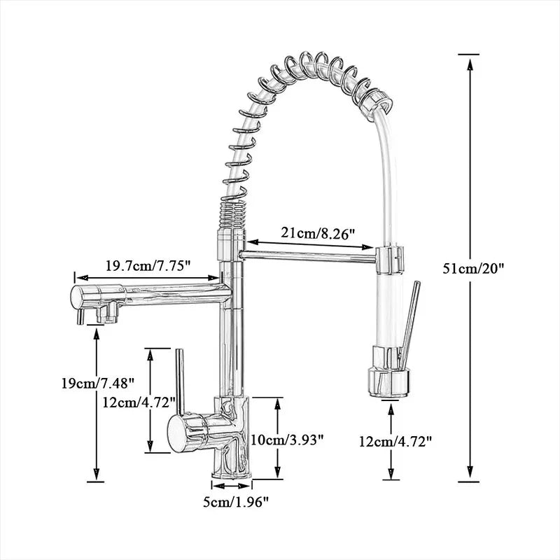 Popular Kitchen Spring Sink Faucet Modern Free Rotation Pull Down Spout