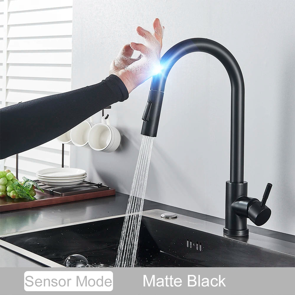 Black Pull Out Sensor Kitchen Faucet Touch Control Faucet