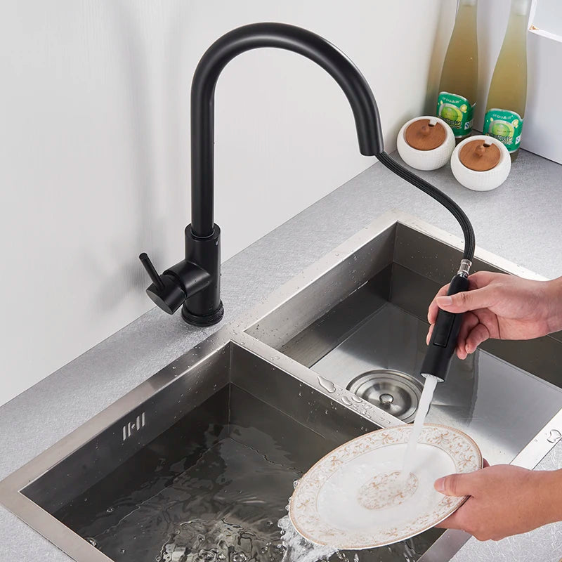 Black Pull Out Sensor Kitchen Faucet Touch Control Faucet