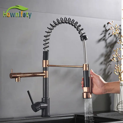 Popular Kitchen Spring Sink Faucet Modern Free Rotation Pull Down Spout