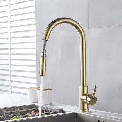 Black Sensor Kitchen Faucets Stainless Steel Smart I Pull Out  Handle Touch Control