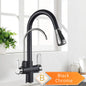 Black and Golden Filtered Crane For Kitchen Pull Out Sprayer